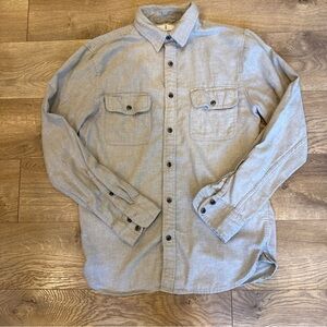 Mutual Weave Shirt Mens Small Tan Solid Pocket Long Sleeve Collared Button Down
